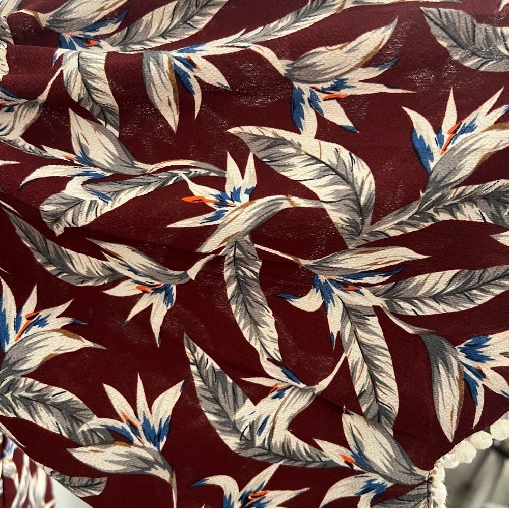 Umgee Burgundy Floral Off-Shoulder Blouse - L - Picture 7 of 8
